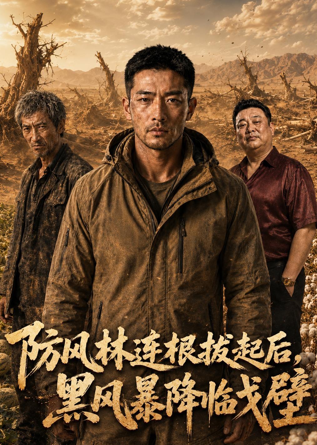 防風林連根拔起後，黑風暴降臨戈壁